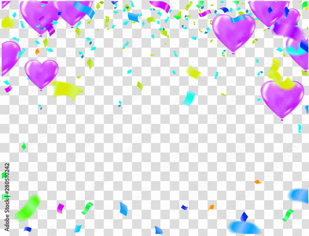 Stock vector illustration party flying purple and various colors realistic balloons. Defocused macro effect. Templates for placards, banners. New Year Funky Decoration. Hipster Seasonal Sale Confetti Stock vector illustration party flying purple and various colors realistic balloons. Defocused macro effect. Templates for placards, banners. New Year Funky Decoration. Hipster Seasonal Sale Confetti