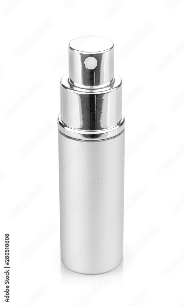 silver spray tube for cosmetic product design mock-up