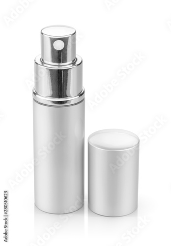 silver spray tube for cosmetic product design mock-up