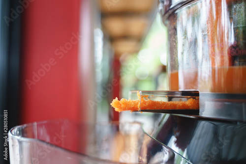 Photography Carrot juice remain from slow cold press juicer