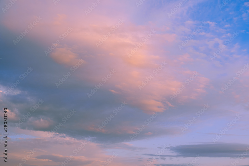 Beautiful sky with clouds at sunset - full frame image of sky