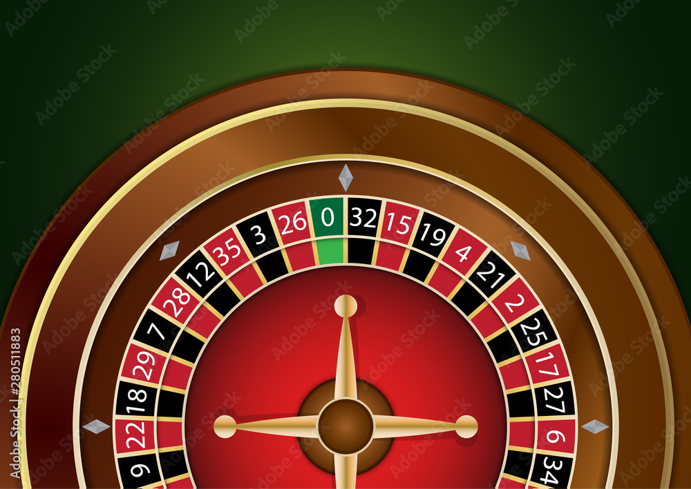 Casino roulette wheel isolated on green background. Vector casino logo. Casino roulette wheel isolated on green background. Vector casino logo.