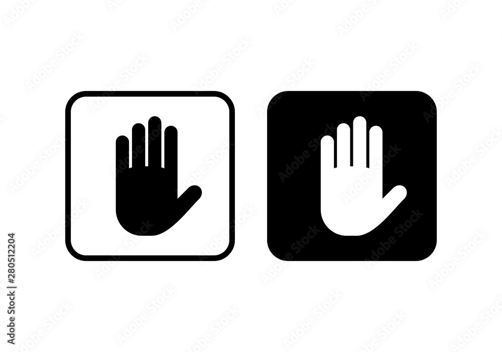 Stop vector icon. Hand symbol. Hand icon Stop vector icon. Hand symbol. Hand icon