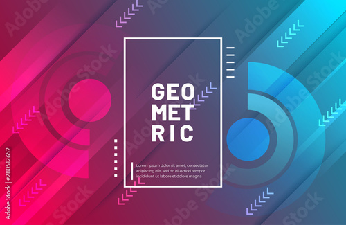 Abstract geometric background in blue and pink gradient color. Modern concept background