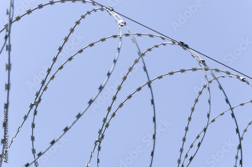 Closeup of rusty barbed wire
