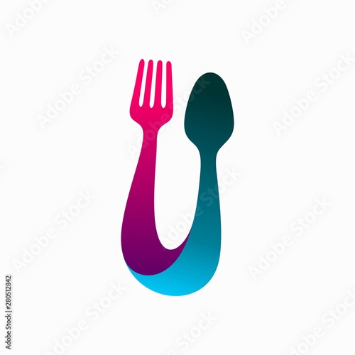 letter U which formed spoon and fork