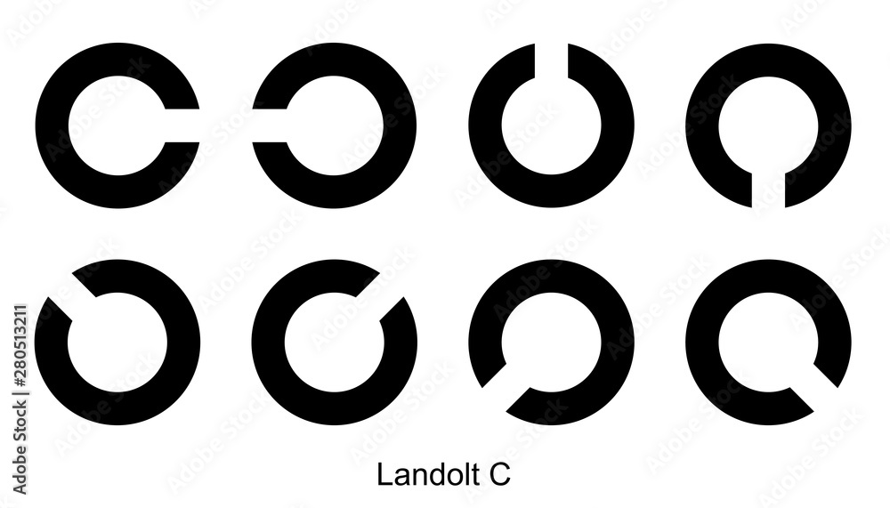 Landolt Rings Landolt C symbol Landolt Rings Landolt C sign on white background Landolt Rings Landolt C symbol Landolt Rings Landolt C sign on white background