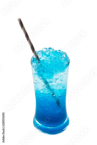 Blue color Italian soda with blue sweet bubble on top