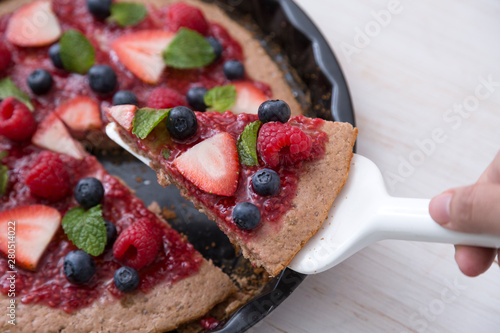 Organic Mixed Berries topping on whole grain pancake