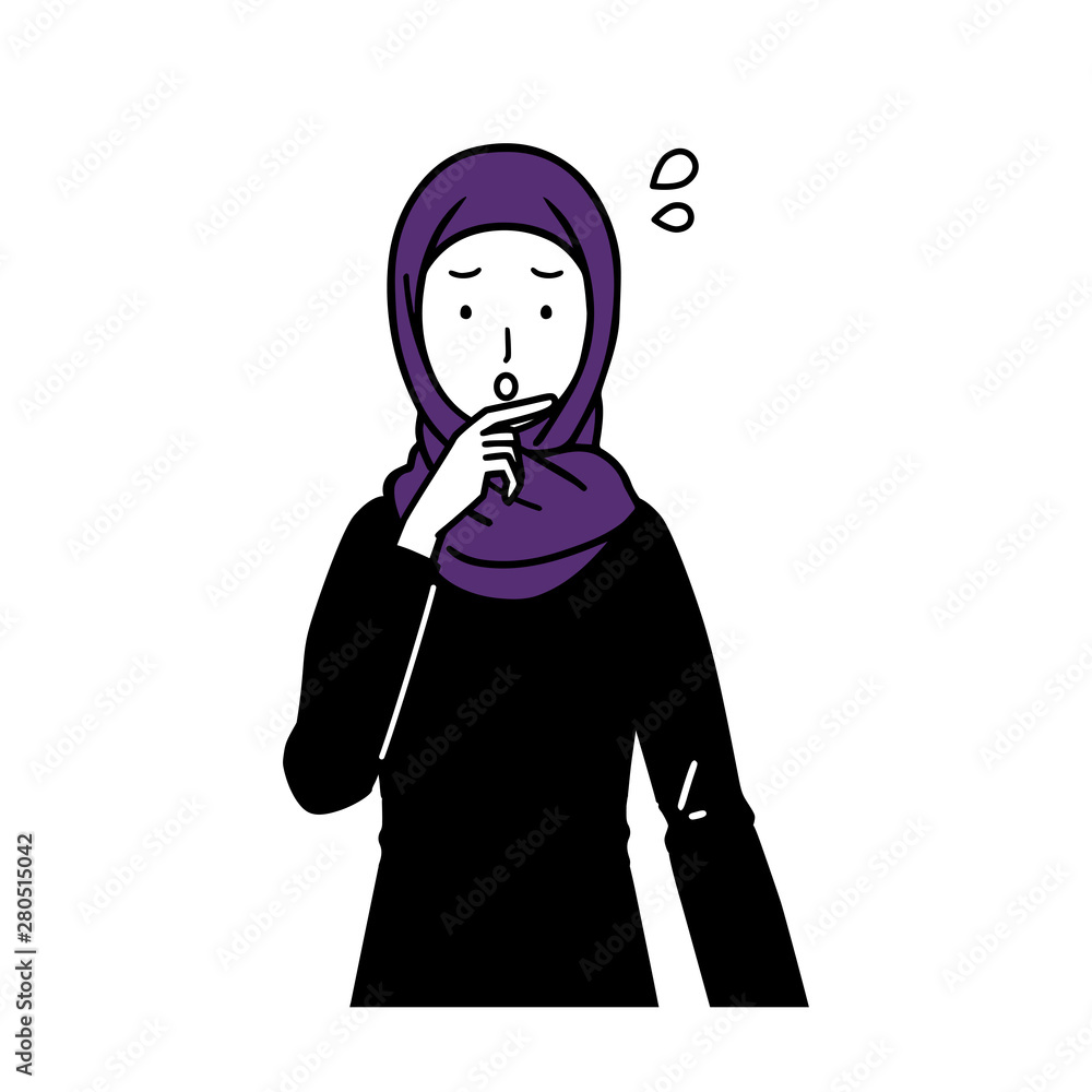 Illustration of a woman with an expression of trouble. Illustration of a woman with an expression of trouble.