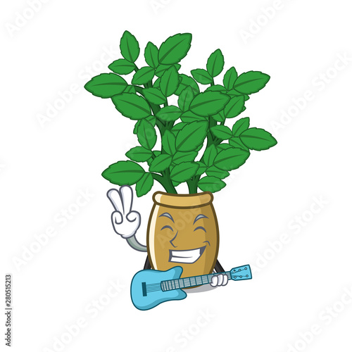 With guitar lemon balm in the cartoon shape