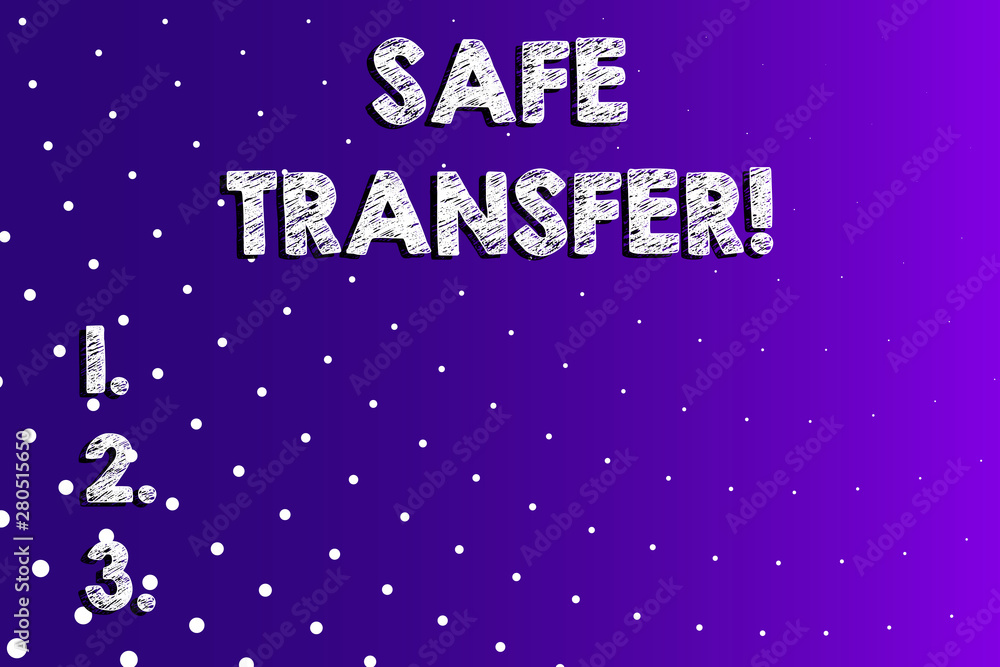 Text sign showing Safe Transfer. Business photo showcasing electronic funds transfer from one demonstrating to another Lilac Violet Background White Polka Dots Scattered in Linear Perspective Text sign showing Safe Transfer. Business photo showcasing electronic funds transfer from one demonstrating to another Lilac Violet Background White Polka Dots Scattered in Linear Perspective