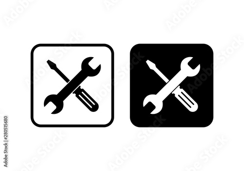 Repair icon. Wrench and screwdriver icon. Settings icon isolated