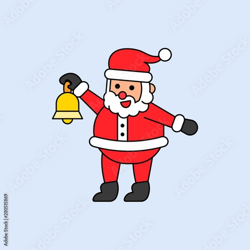 jingle bell Santa Christmas editable outline illustration in flat design .