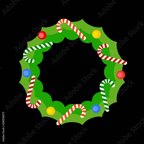 Christmas wreath decoration illustration in flat design.