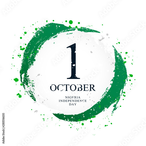 Nigerian flag in the shape of a circle. October 1 - Independence Day of Nigeria.