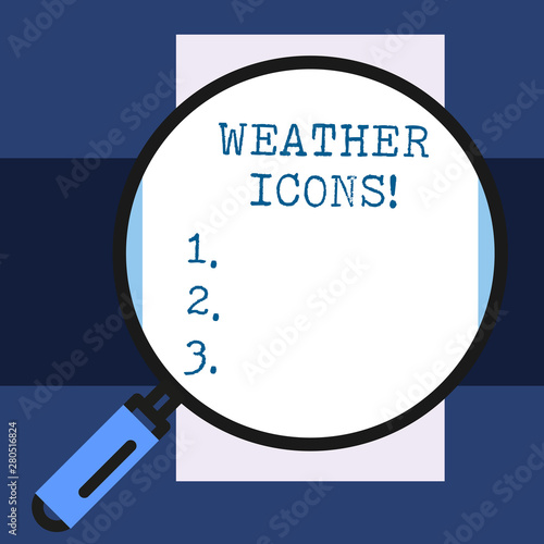 Text sign showing Weather Icons. Business photo showcasing Plotted on a synoptic chart used for weather forecasting photo