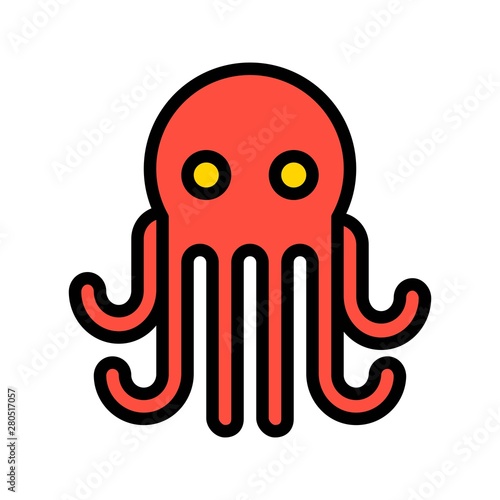 octopus sea food editable stroke icon in filled design.