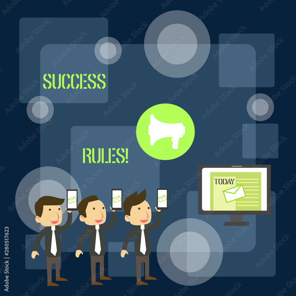 Handwriting text writing Success Rules. Conceptual photo able to achieve all the goals that you have set for yourself SMS Email Marketing Media Audience Attraction Personal Computer Loudspeaker Handwriting text writing Success Rules. Conceptual photo able to achieve all the goals that you have set for yourself SMS Email Marketing Media Audience Attraction Personal Computer Loudspeaker