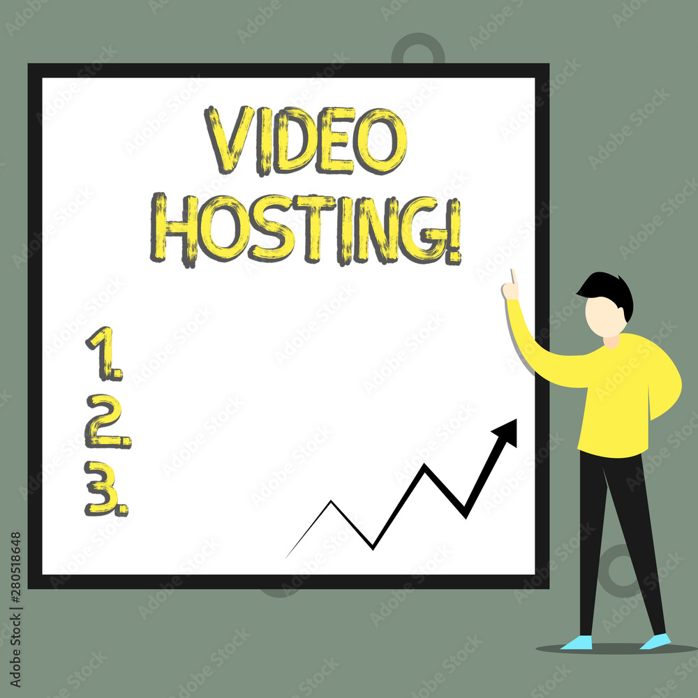 Conceptual hand writing showing Video Hosting. Concept meaning Enables users to upload and play back video content on the net