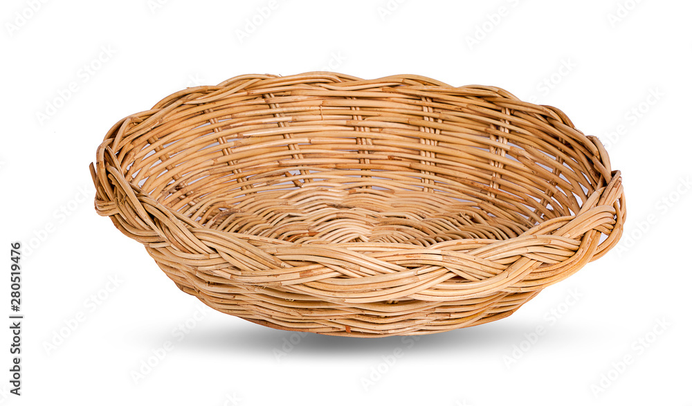 Wicker basket is handmade on white background clipping path Wicker basket is handmade on white background clipping path