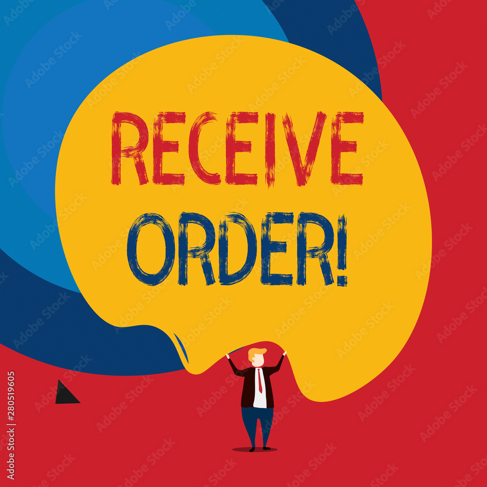 Text sign showing Receive Order. Business photo showcasing delivered and receive goods or services under specified terms Text sign showing Receive Order. Business photo showcasing delivered and receive goods or services under specified terms