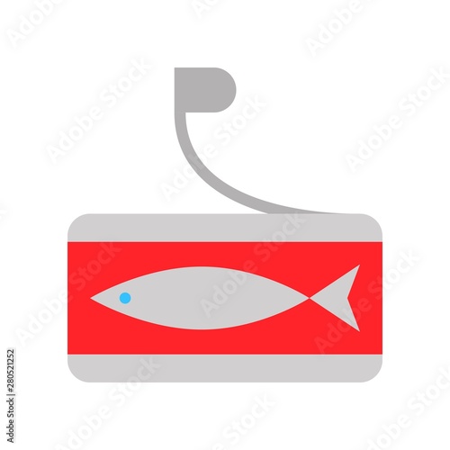 fish storage container processed food flat design icon.
