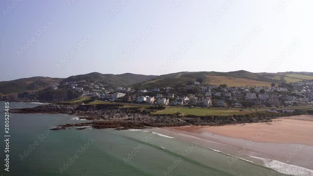 Counterclockwise Orbit of a Beautiful Sandy Beach & Esplanade in North Devon Counterclockwise Orbit of a Beautiful Sandy Beach & Esplanade in North Devon