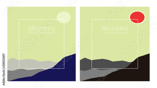 Vector with polygonal landscape illustration, Abstract landscape, minimal style.