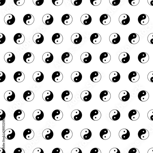 Vector seamless pattern background with yin and yang sign, symbol related to chinese philosophy and culture.