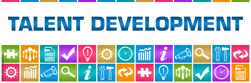 Talent Development Colorful Box Grid Business Symbols 