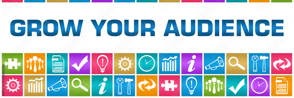Grow Your Audience Colorful Box Grid Business Symbols Grow Your Audience Colorful Box Grid Business Symbols