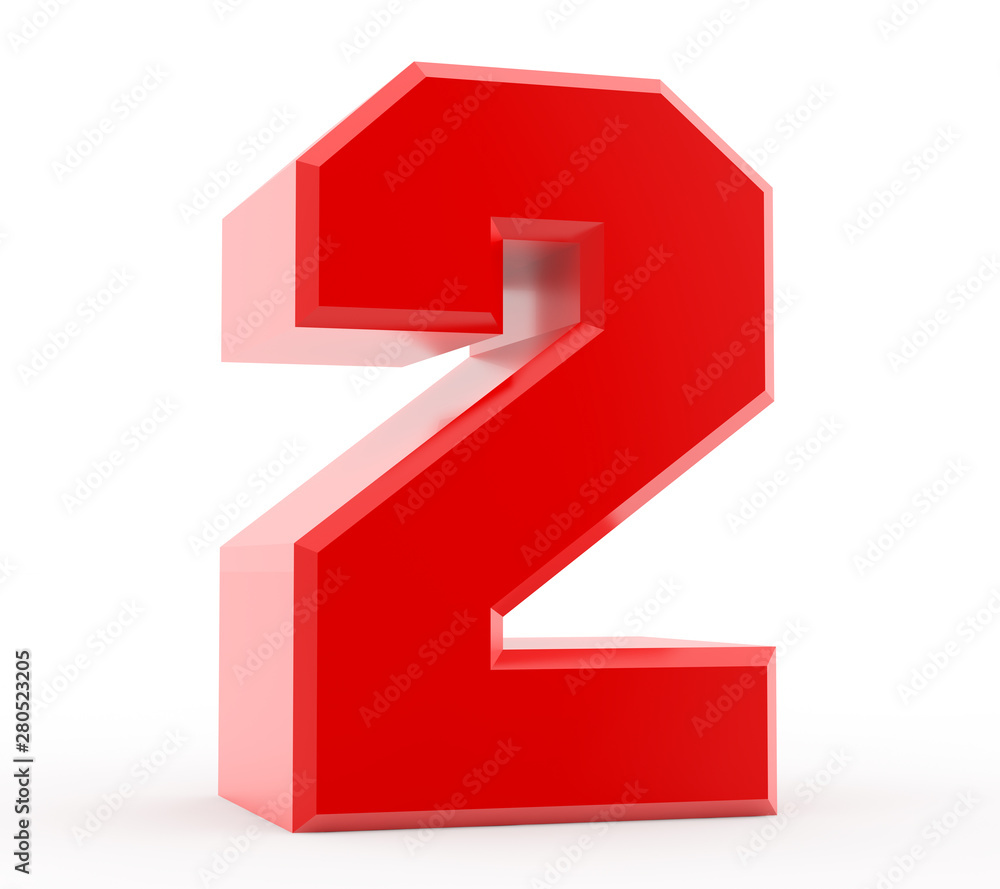 3d red number 2 collection on white background 3d red number 2 collection on white background