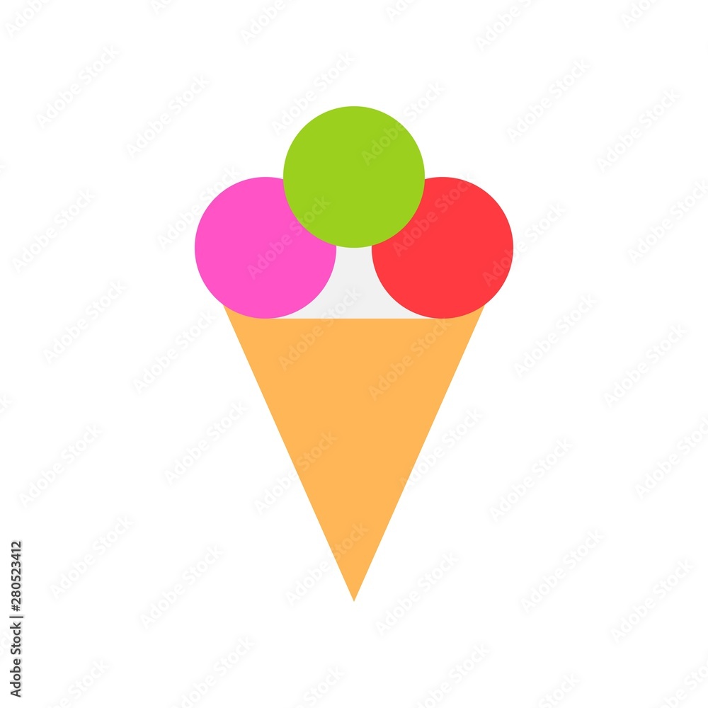 sweet  delicious frozen ice cream dessert food flat design icon.