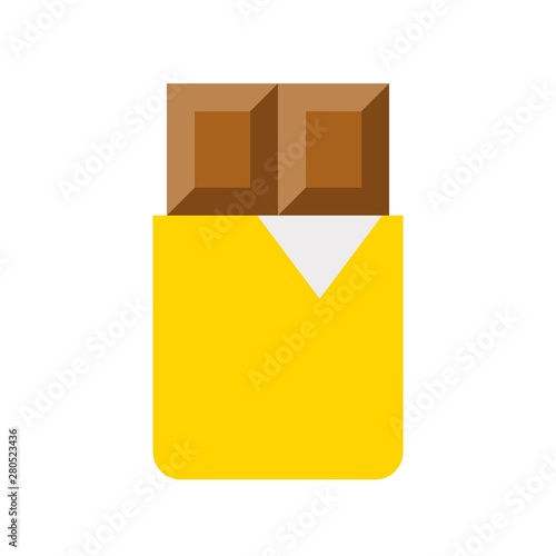sweet delicious dark chocolate bar  food flat design icon.