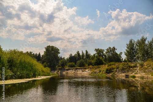 landscape with river and blue sky