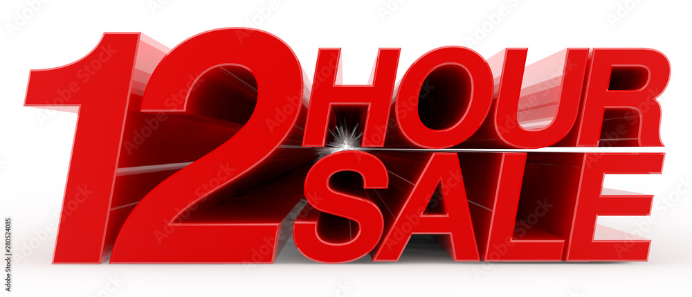 12 HOUR SALE word on white background illustration 3D rendering 12 HOUR SALE word on white background illustration 3D rendering
