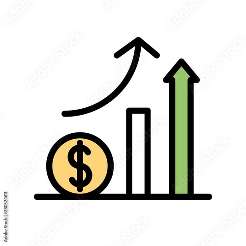 investment graph flat icon editable outline in dollars