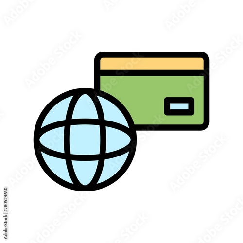 global card flat icon editable outline in finance and banking