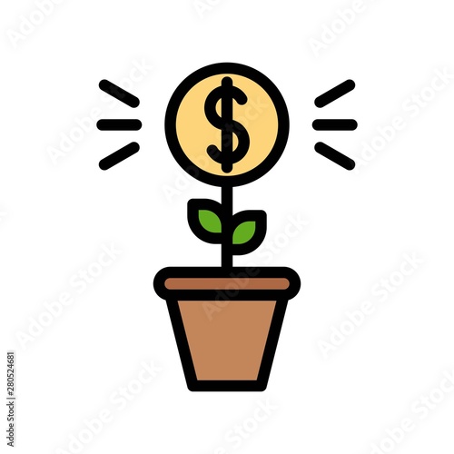 coin plant flat icon editable outline with money on tree