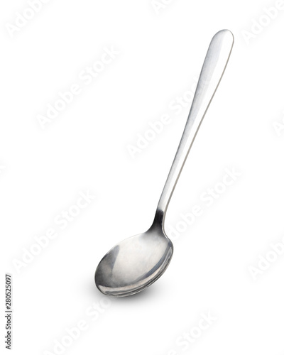 chrome spoon on isolated white background,