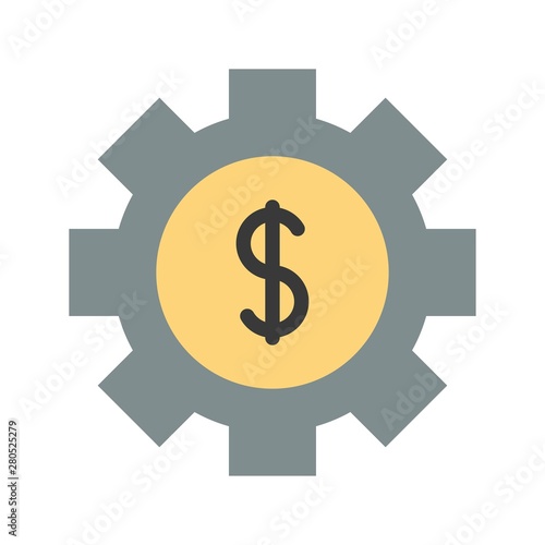 cog wheel and money, business flat design icon.