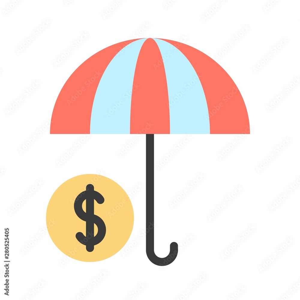 protective earning dollar umbrella money business flat design icon. protective earning dollar umbrella money business flat design icon.