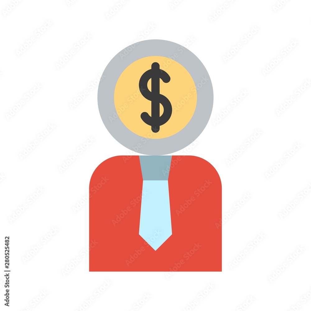 business man planning mind business flat design icon. business man planning mind business flat design icon.