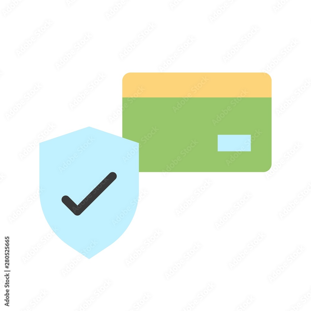 shield and card cash business flat design icon. shield and card cash business flat design icon.