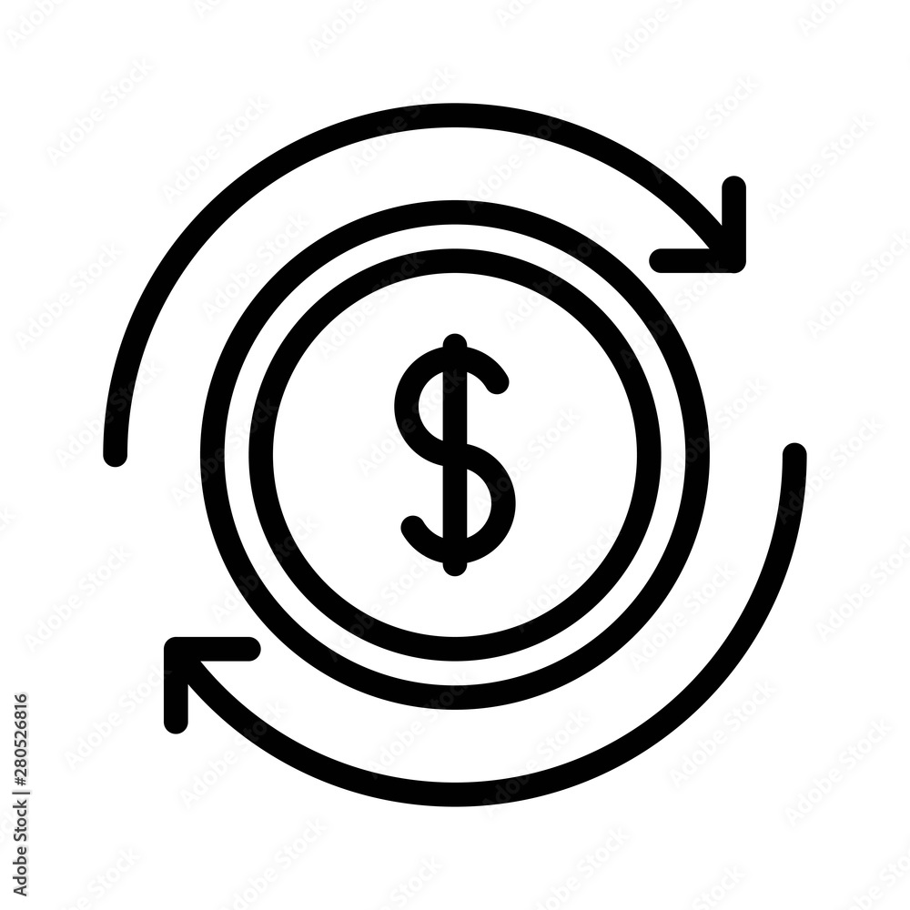dollar sign currency exchange editable outline icon in business and investment. dollar sign currency exchange editable outline icon in business and investment.