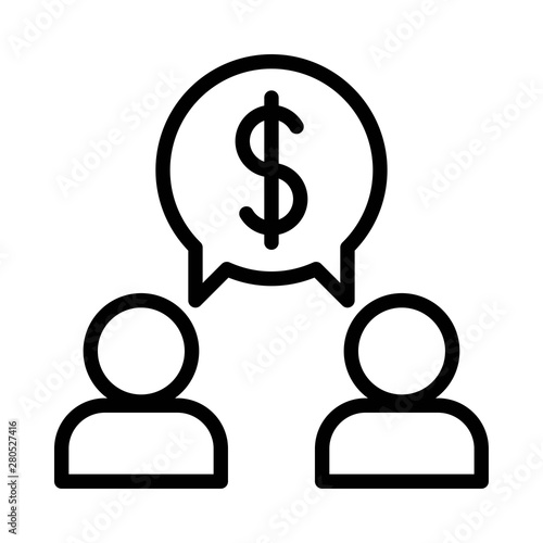 business conversation or discussion talk editable outline icon in finance and investment.