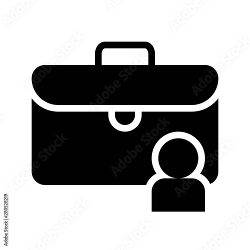 business man briefcase or marketing bag black solid icon in business and investment.