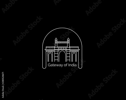 Gateway of India icon, Element design in outline style. Line art vector illustration.