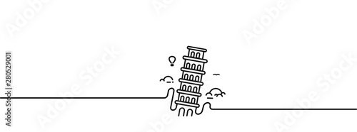 Leaning Tower Hand Drawn, Pisa - Outline for Design Vector Illustration